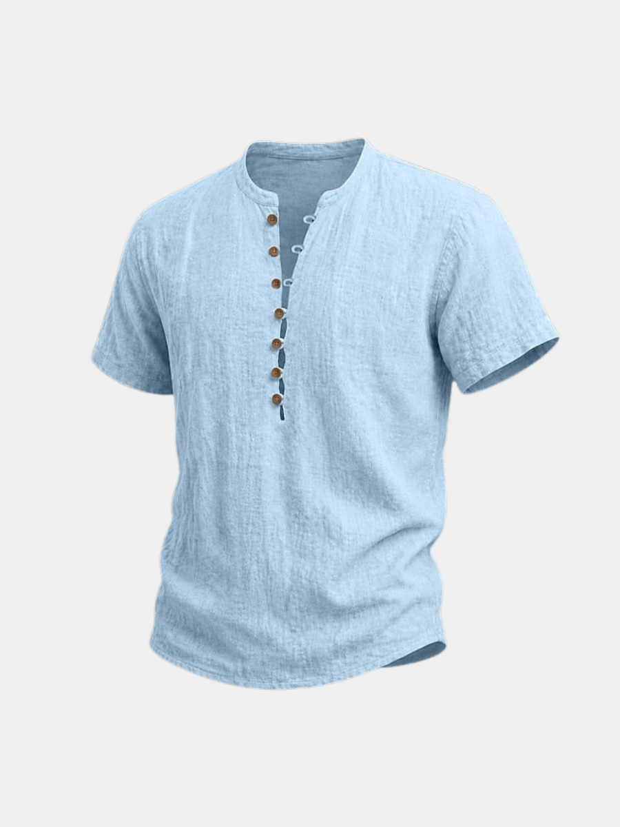 Men's Henley Shirt Linen Everyday Short Sleeve Breathable Tops