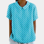 Short Sleeve Cotton Blouse Floral Peter Pan Collar Women's Everyday Summer Top