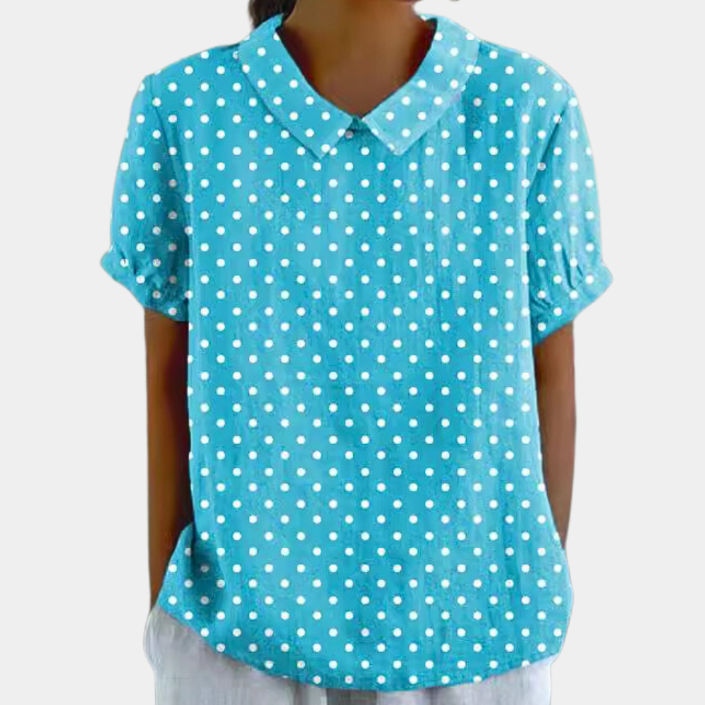 Short Sleeve Cotton Blouse Floral Peter Pan Collar Women's Everyday Summer Top
