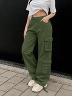 Women's Cargo Pants Wide Leg Baggy Side Pockets — view 4