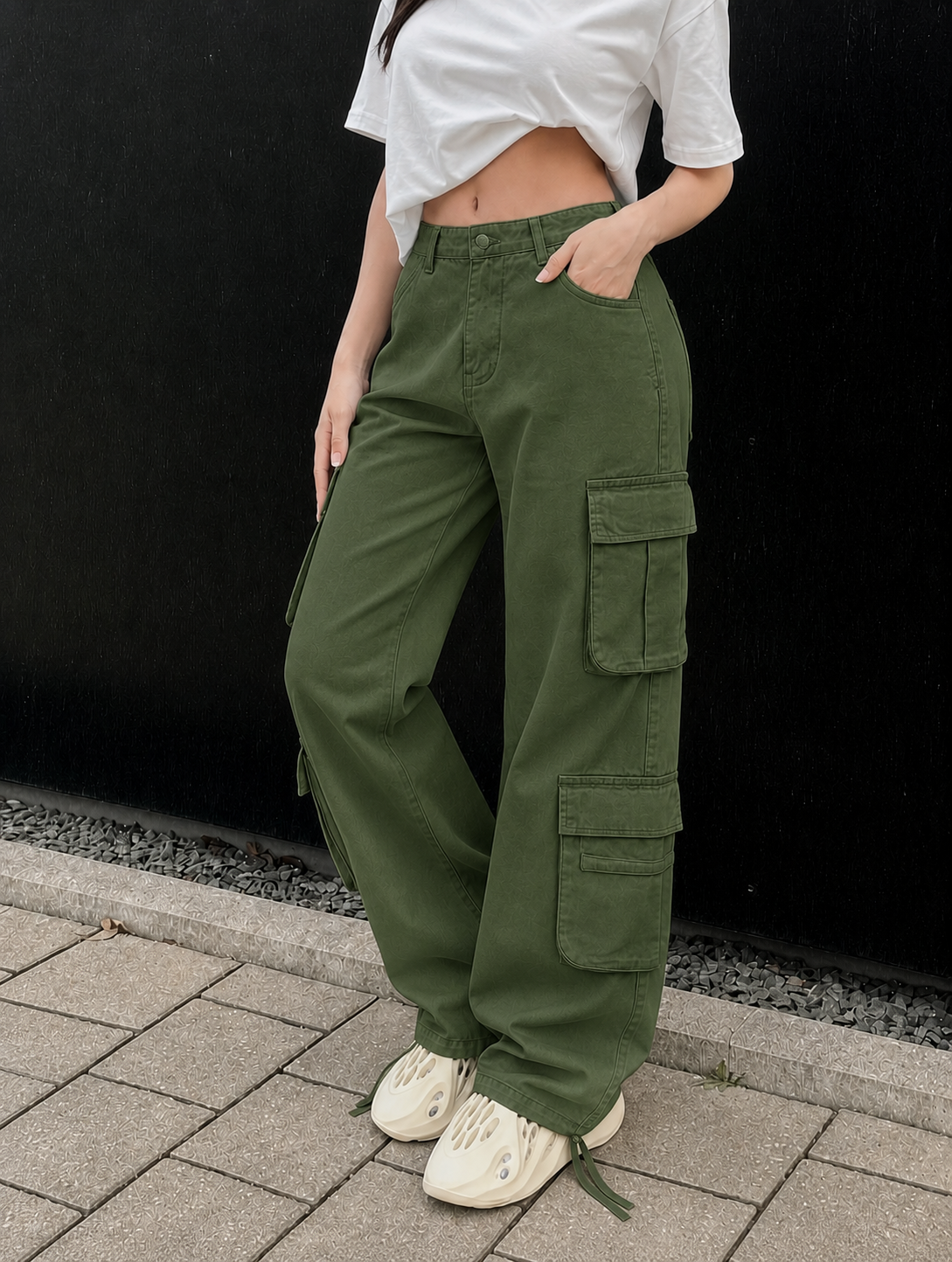Women's Cargo Pants Wide Leg Baggy Side Pockets — view 4