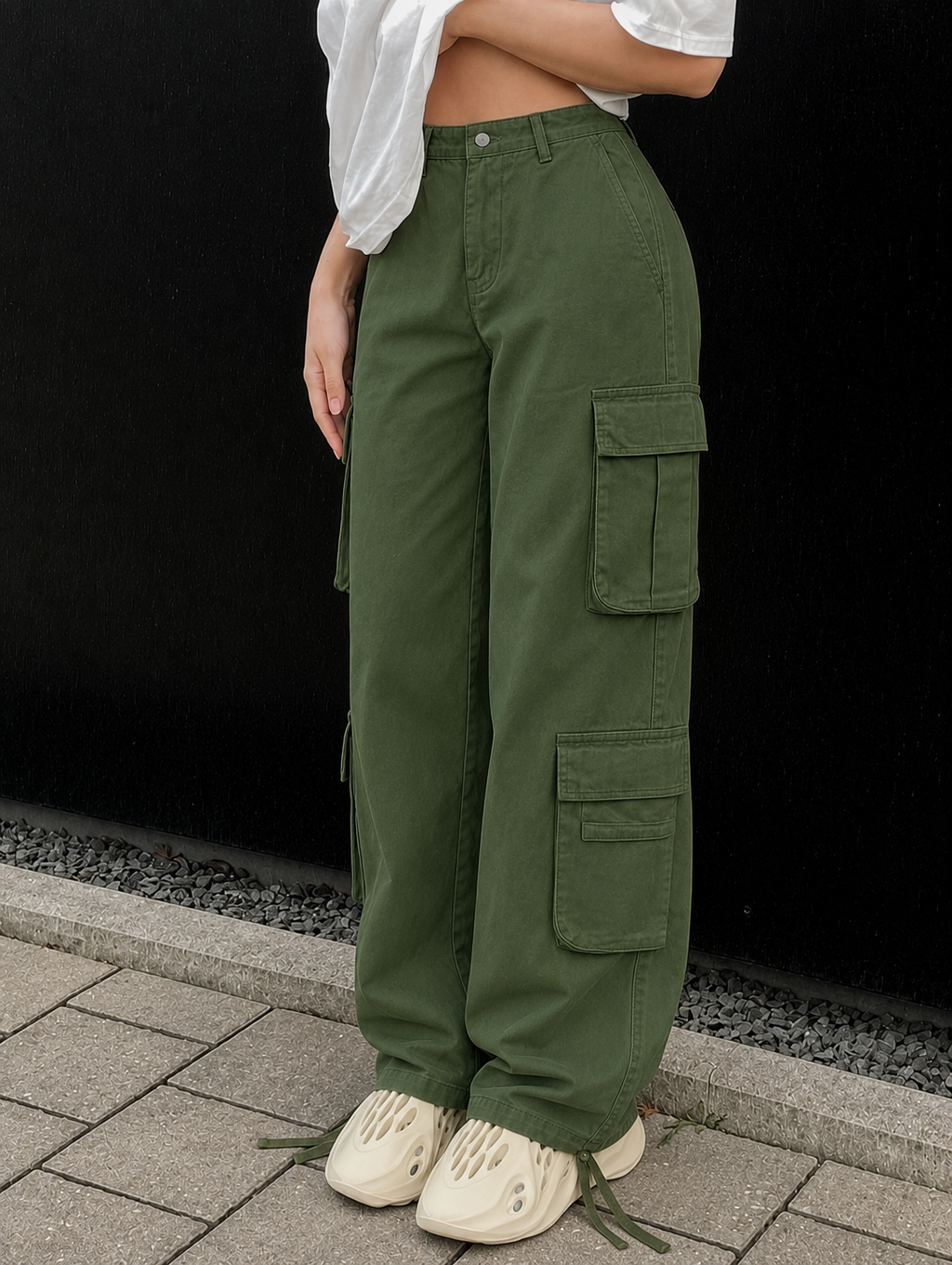 Women's Cargo Pants Wide Leg Baggy Side Pockets — view 3