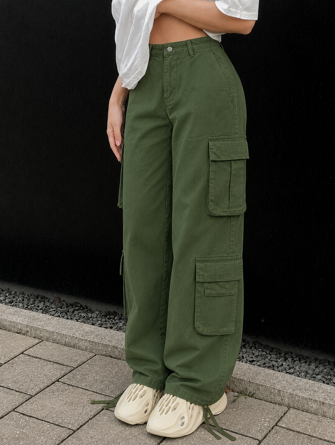 Women's Cargo Pants Wide Leg Baggy Side Pockets — view 3