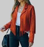 Tara Williams | Fringe Suede Cropped Jacket For Women
