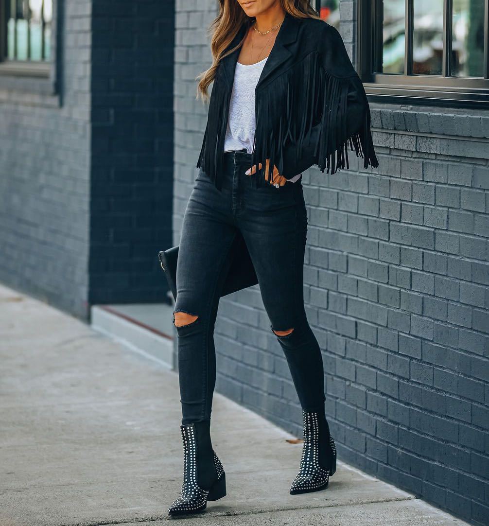 Tara Williams | Fringe Suede Cropped Jacket For Women