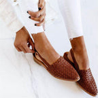 Isabella Rossi | Woven Leather Slip-On Flats with Artisan Finish For Women