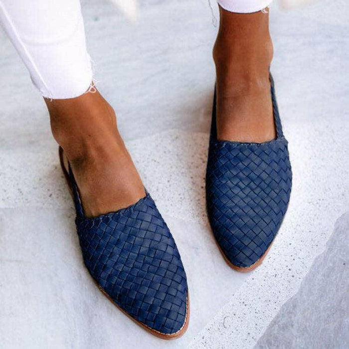 Isabella Rossi | Woven Leather Slip-On Flats with Artisan Finish For Women