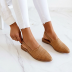 Isabella Rossi | Woven Leather Slip-On Flats with Artisan Finish For Women