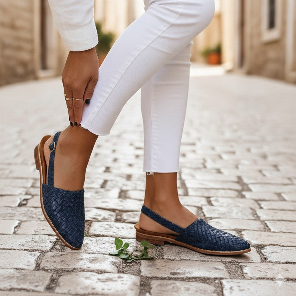 Isabella Rossi | Woven Leather Slip-On Flats with Artisan Finish For Women