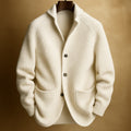 Men's Wool Ribbed Shawl Collar Long-Sleeve Cardigan