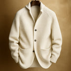 Men's Wool Ribbed Shawl Collar Long-Sleeve Cardigan