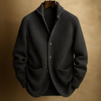 Men's Wool Ribbed Shawl Collar Long-Sleeve Cardigan