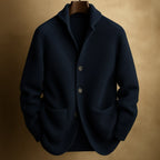 Men's Wool Ribbed Shawl Collar Long-Sleeve Cardigan