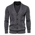 Men's Cable Knit Cardigan Shawl Collar V-Neck — view 2