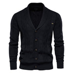 Men's Cable Knit Cardigan Shawl Collar V-Neck — view 3