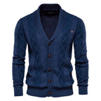 Men's Cable Knit Cardigan Shawl Collar V-Neck — view 5