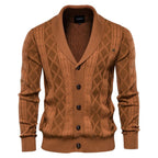 Men's Cable Knit Cardigan Shawl Collar V-Neck — view 6