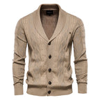 Men's Cable Knit Cardigan Shawl Collar V-Neck — view 8