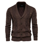 Men's Cable Knit Cardigan Shawl Collar V-Neck — view 9