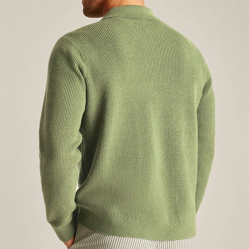 Men's Cardigan Button Up Knit Patch Pockets Collar — view 2