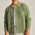 Men's Cardigan Button Up Knit Patch Pockets Collar — view 1