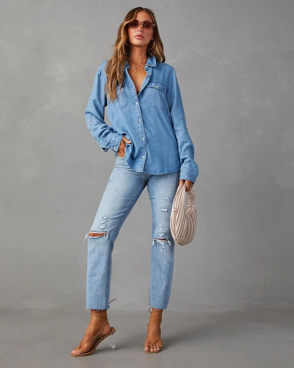 Elena Moretti | Casual Denim Shirt For Women