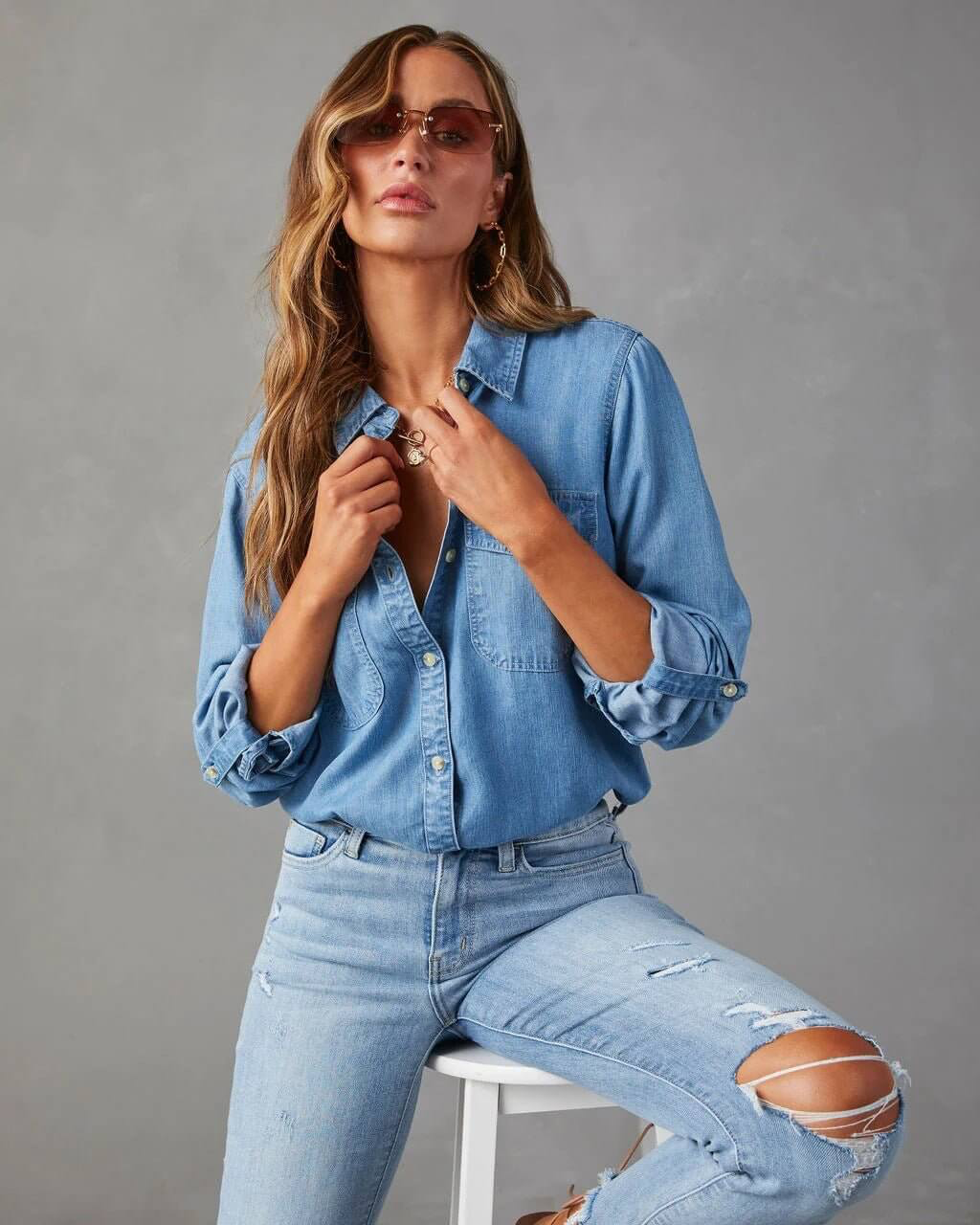 Elena Moretti | Casual Denim Shirt For Women