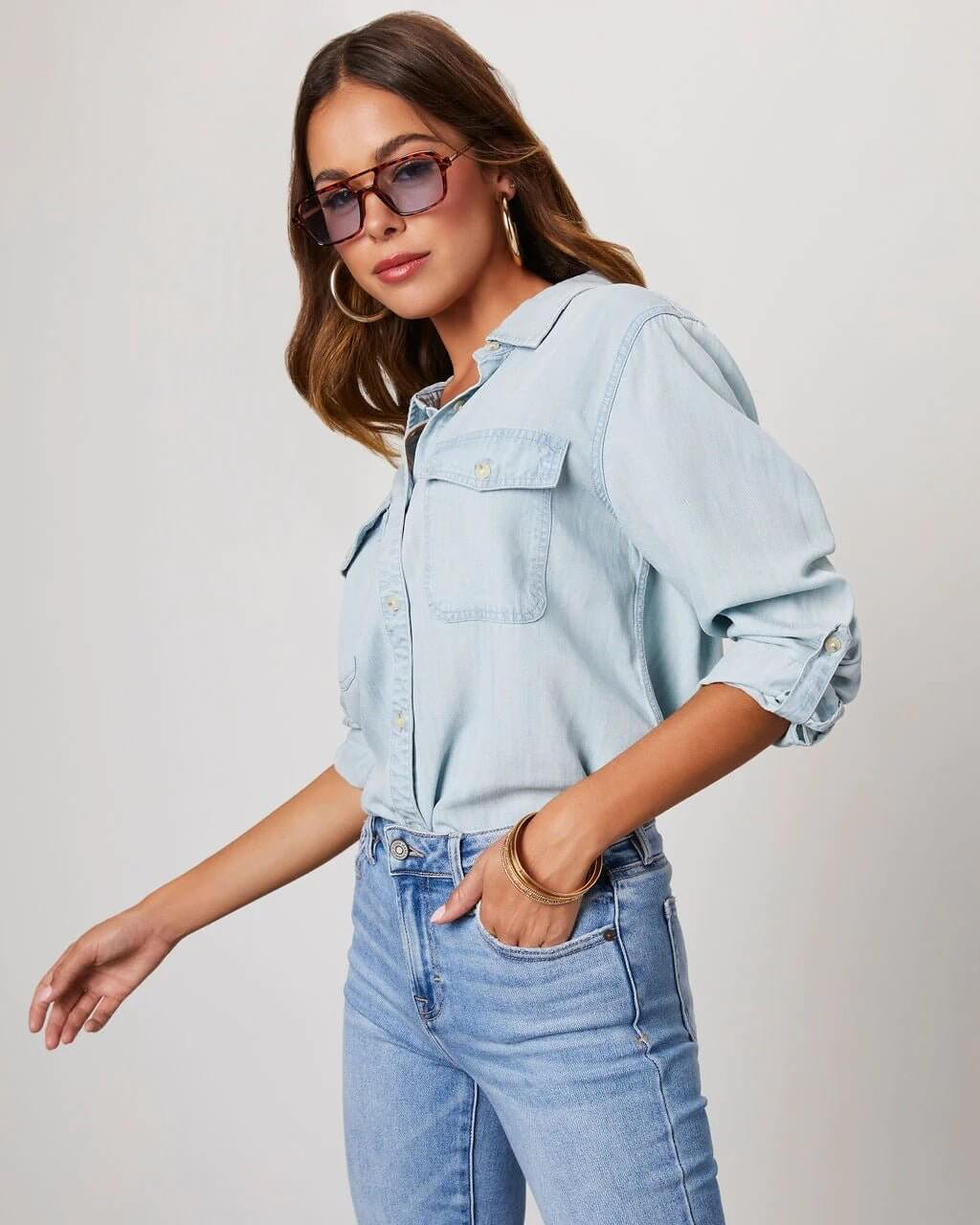 Elena Moretti | Casual Denim Shirt For Women