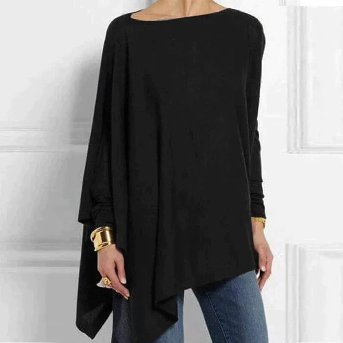 Women's Cotton Asymmetrical Tunic Top with Loose Fit for Autumn Everyday Wear