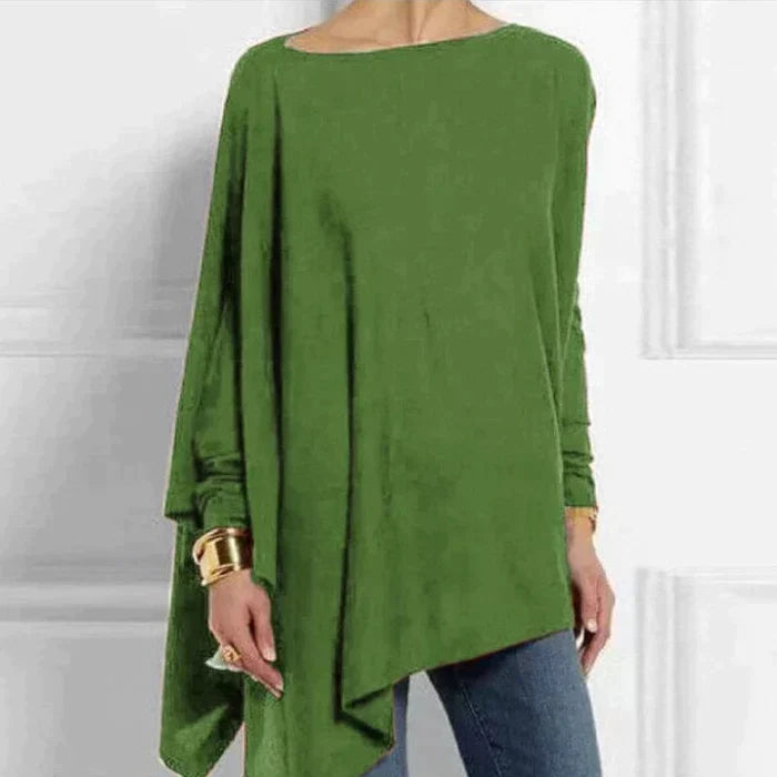 Women's Cotton Asymmetrical Tunic Top with Loose Fit for Autumn Everyday Wear