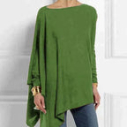 Women's Cotton Asymmetrical Tunic Top with Loose Fit for Autumn Everyday Wear
