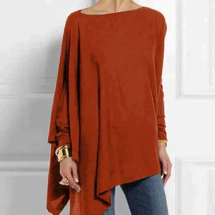 Women's Cotton Asymmetrical Tunic Top with Loose Fit for Autumn Everyday Wear