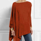 Women's Cotton Asymmetrical Tunic Top with Loose Fit for Autumn Everyday Wear