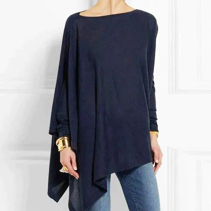 Women's Cotton Asymmetrical Tunic Top with Loose Fit for Autumn Everyday Wear