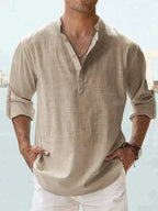 Men's Linen Shirt Relaxed Fit Breathable Beach Leisure Top