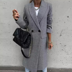 Elena Moreau | Elegant Wool Blend Long Coat For Women
