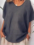 Cotton Knit T-Shirt Oversized Loose Fit Women's Summer Top
