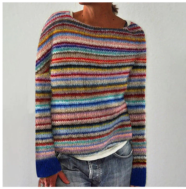 Rosalie Bellini | Rainbow Stripe Knit Sweater For Women