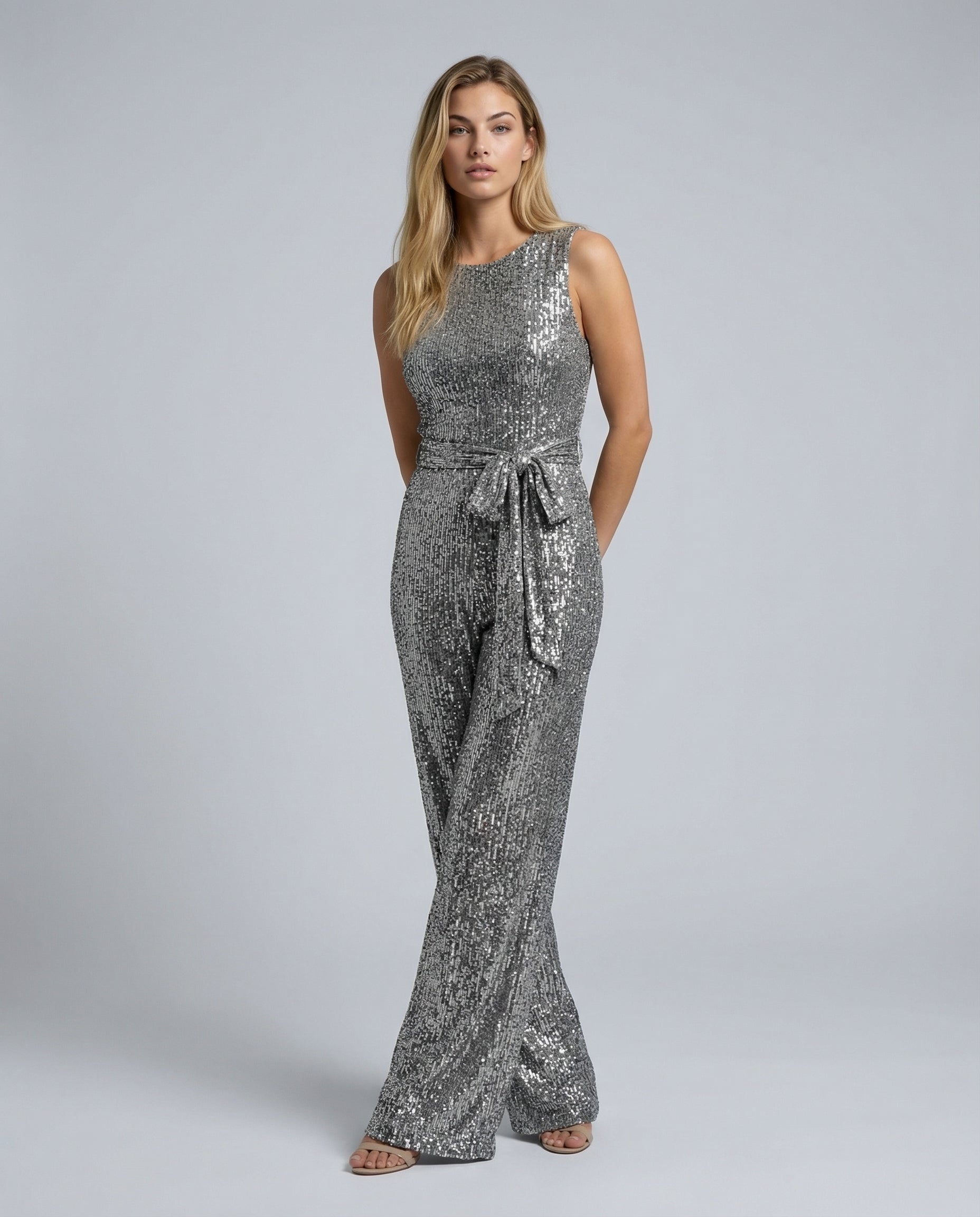 Sophie Bellini | Gold Sequin Evening Jumpsuit For Women