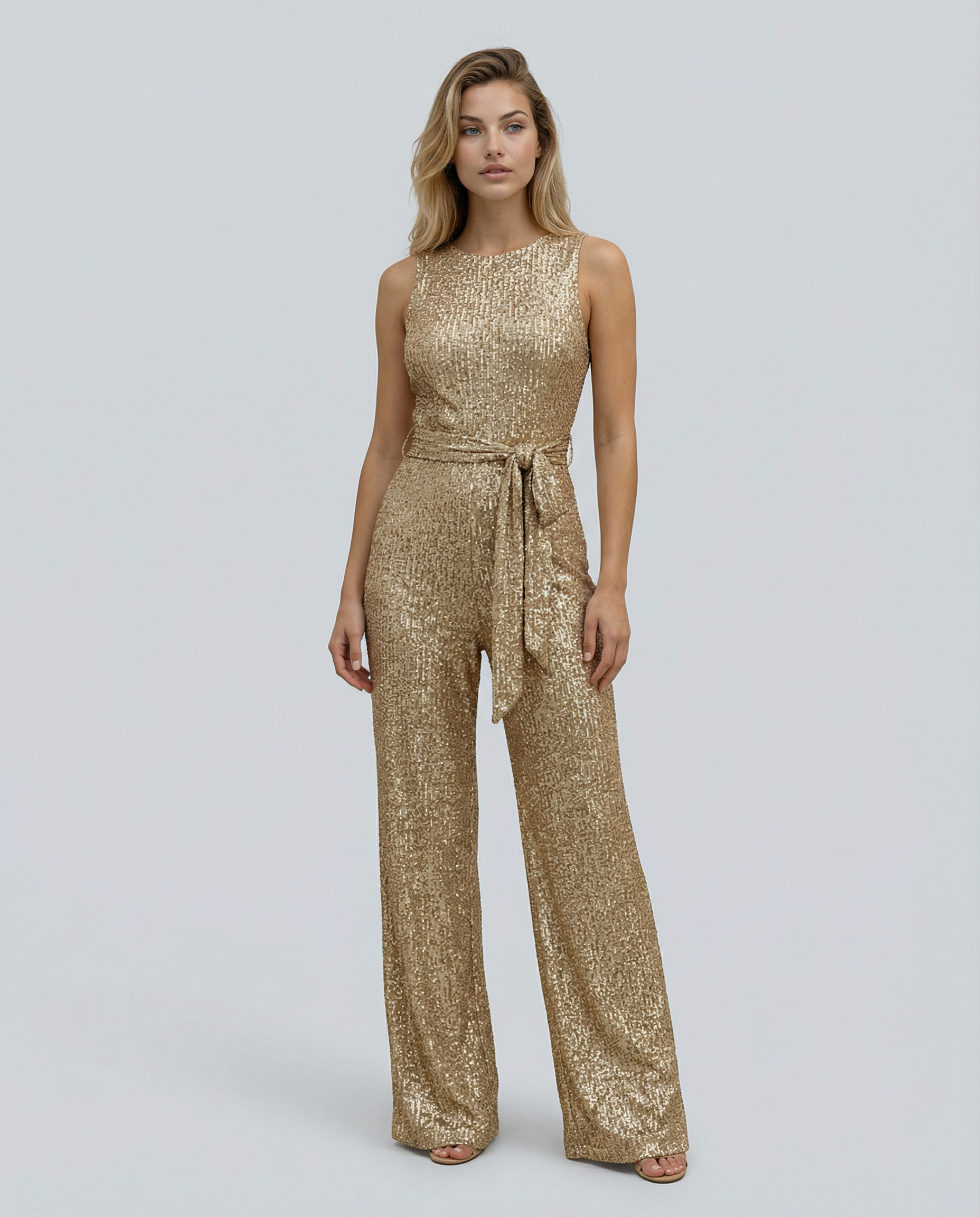 Sophie Bellini | Gold Sequin Evening Jumpsuit For Women