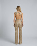 Sophie Bellini | Gold Sequin Evening Jumpsuit For Women