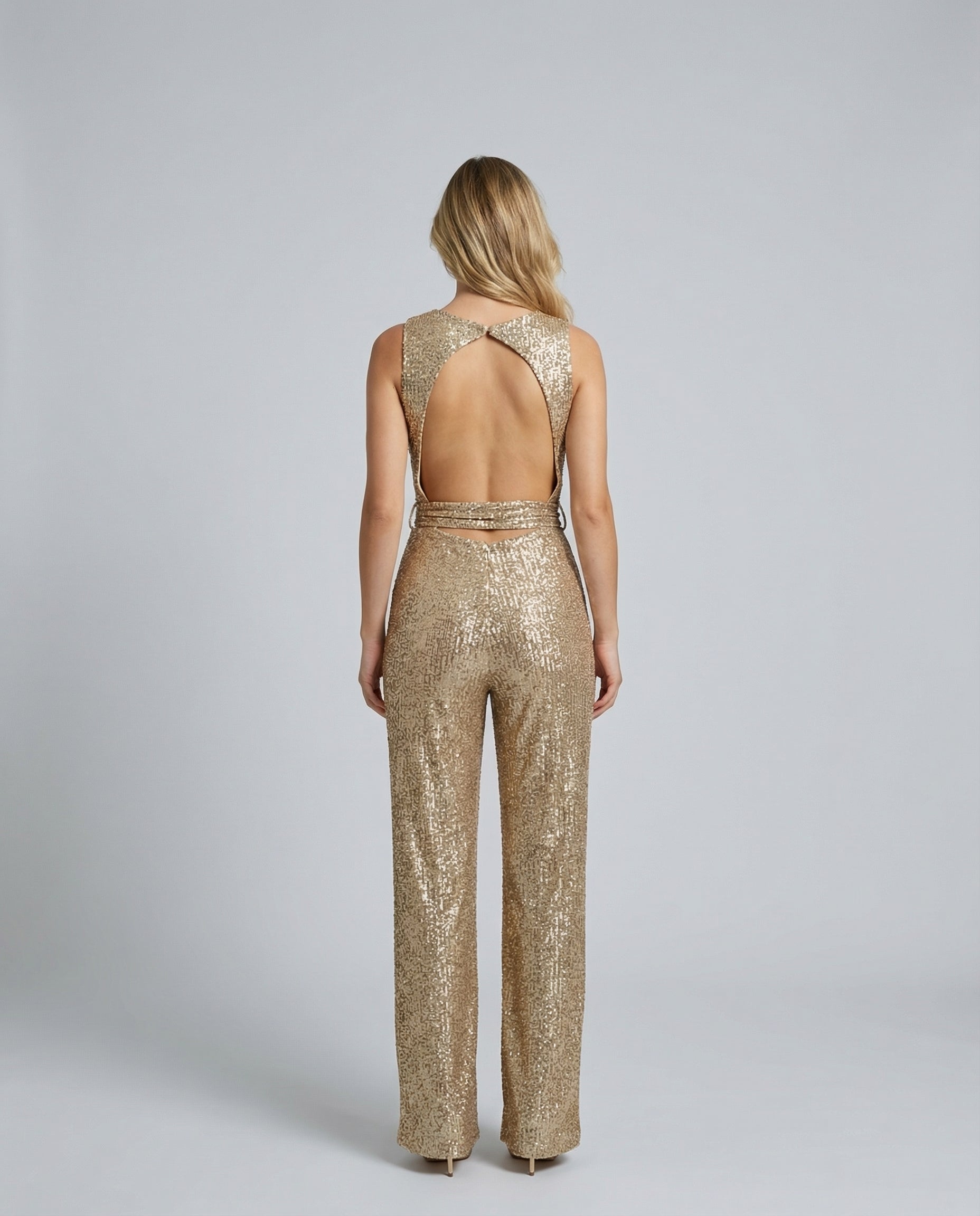 Sophie Bellini | Gold Sequin Evening Jumpsuit For Women