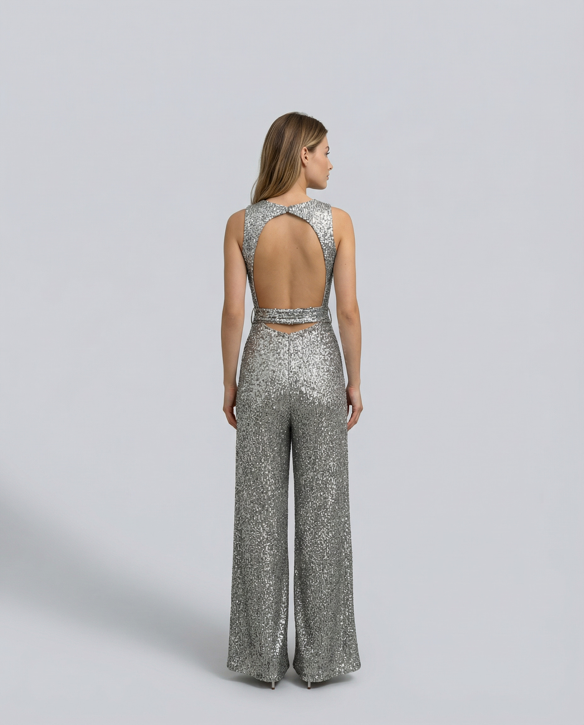 Sophie Bellini | Gold Sequin Evening Jumpsuit For Women