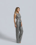 Sophie Bellini | Gold Sequin Evening Jumpsuit For Women