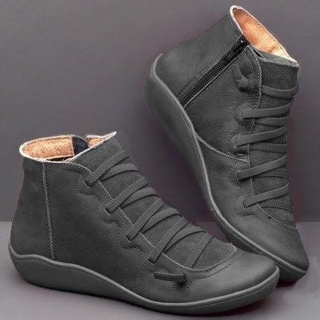 Women's Leather Ankle Boots Barefoot Minimalist Flat Shoes