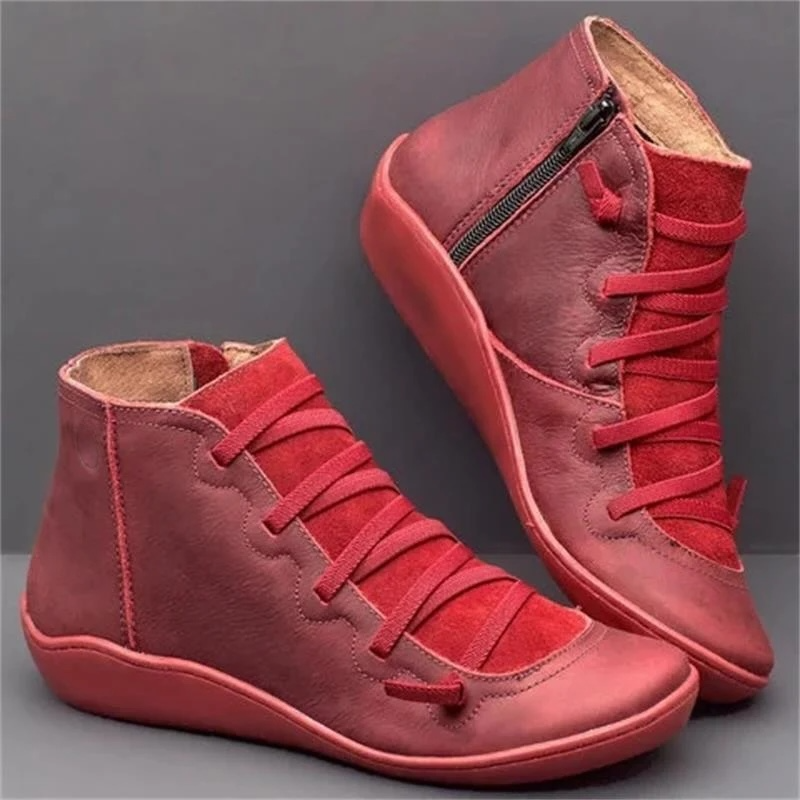 Women's Leather Ankle Boots Barefoot Minimalist Flat Shoes
