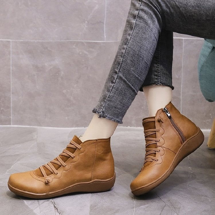 Women's Leather Ankle Boots Barefoot Minimalist Flat Shoes