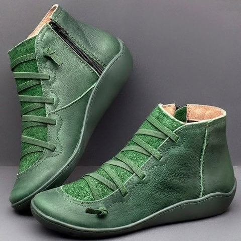 Women's Leather Ankle Boots Barefoot Minimalist Flat Shoes