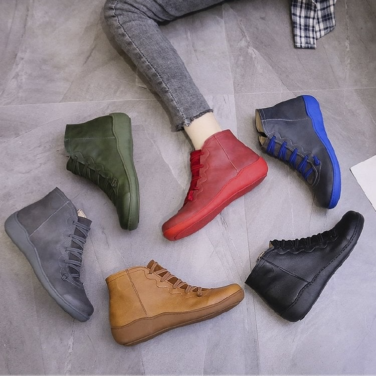 Women's Leather Ankle Boots Barefoot Minimalist Flat Shoes