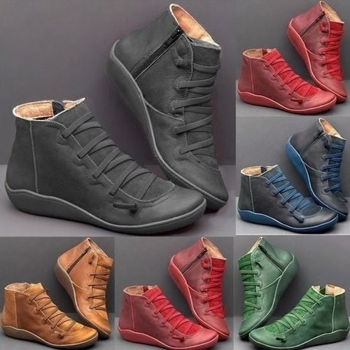 Women's Leather Ankle Boots Barefoot Minimalist Flat Shoes